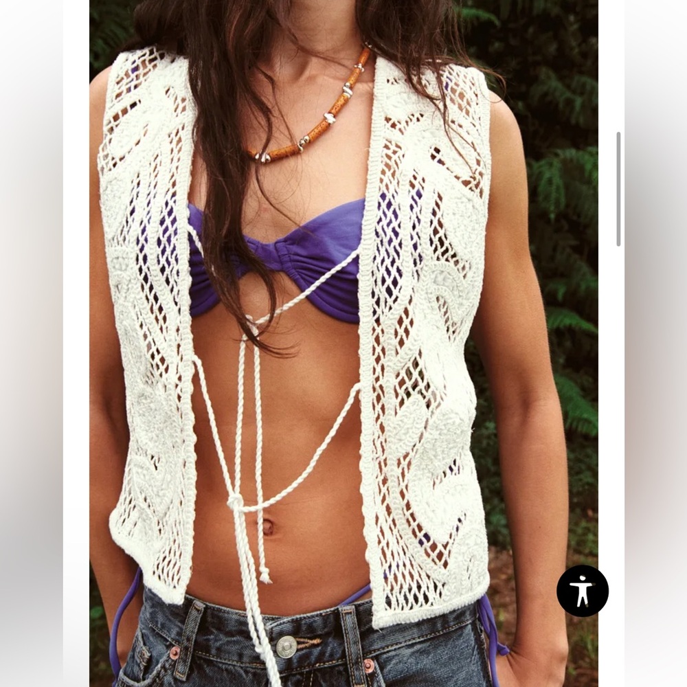 Zara CROCHET VEST TOP Size Medium NWT